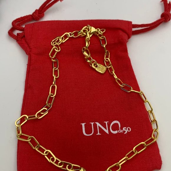 UNO de 50 MAGIC KEY NECKLACE Gold links padlock carabiner clasp - Picture 9 of 9